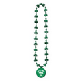 33" Green Shamrock Beads w/ Custom Direct Pad Printed Imprinted a 2 1/2" Hook Medallion